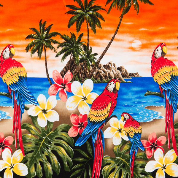 Pacific Legends Hawaiian Aloha Shirt Orange Parrot Made In Hawaii - Dude From Hawaii