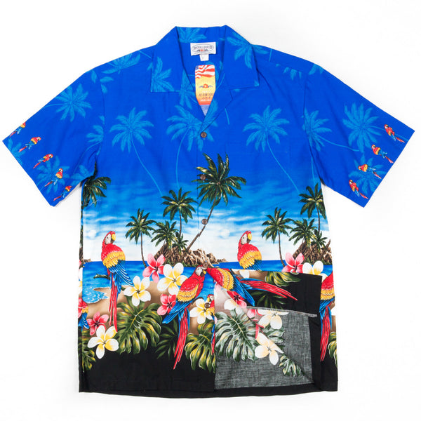 Pacific Legends Hawaiian Aloha Shirt Blue Parrot Made In Hawaii - Dude From Hawaii